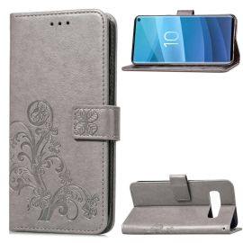 ART Peňaženkový obal Samsung Galaxy S10 FLOWER šedý