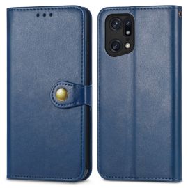 LEATHER BUCKLE Peňaženkový obal Oppo Find X5 Pro modrý