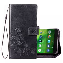 ART Peňaženkový obal Motorola Moto G6 Play FLOWER čierny