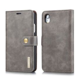 DG.MING Peňaženkový obal 2v1 Apple iPhone XR šedý