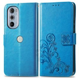 ART Peňaženkový kryt Motorola Edge 30 Pro FLOWERS modrý