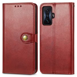 LEATHER BUCKLE Peňaženkový obal Xiaomi Poco F4 GT červený