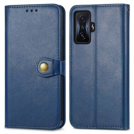 LEATHER BUCKLE Peňaženkový obal Xiaomi Poco F4 GT modrý