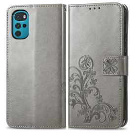 ART Peňaženkový kryt Motorola Moto G22 FLOWERS šedý