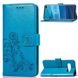 ART Peňaženkový obal Samsung Galaxy S10 Plus FLOWER modrý