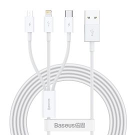 BASEUS SUPERIOR 3v1 Dátový kábel (USB Typ-C / Lightning / microUSB) biely