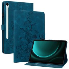 zaklápacie puzdro Samsung Galaxy Tab S10 FE - ART LILY Zaklápacie puzdro pre Samsung Galaxy Tab S9 FE / Tab S10 FE / Tab S10 Lite modré