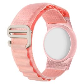 remienok na hodinky Apple AirTag - NYLON Remienok s obalom pre Apple AirTag ružový