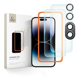 sklo / fólia Apple - TECH-PROTECT SUPREME SET Sada ochranných skiel + inštalačný rám pre Apple iPhone 16