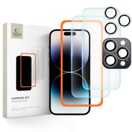 sklo / fólia Apple iPhone 16 Pro - TECH-PROTECT SUPREME SET Sada ochranných skiel + inštalačný rám pre Apple iPhone 16 Pro