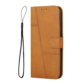 peňaženkové / vyklápacie puzdro Vivo Y21s - STITCHED Peňaženkový kryt pre Vivo Y21 / Y21s / Y33s svetlohnedý