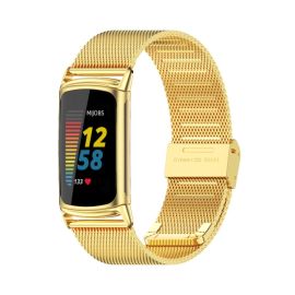 remienok na hodinky Fitbit Charge 5 - MILANESE Kovový remienok pre Fitbit Charge 6 / Charge 5 zlatý