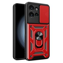 zadný kryt Motorola Edge 50 - RING CAMERA Kryt s držiakom pre Motorola Edge 50 červený