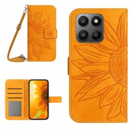 peňaženkové / vyklápacie puzdro Honor X7d - ART SUNFLOWER Peňaženkový obal so šnúrkou pre Honor 400 Smart 5G / Honor X7d žltý