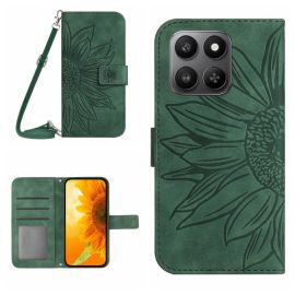 peňaženkové / vyklápacie puzdro Honor X7d - ART SUNFLOWER Peňaženkový obal so šnúrkou pre Honor 400 Smart 5G / Honor X7d zelený
