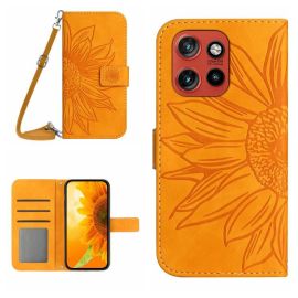 peňaženkové / vyklápacie puzdro Motorola Edge 60 Neo - ART SUNFLOWER Peňaženkový obal so šnúrkou pre Motorola Edge 60 Neo žltý