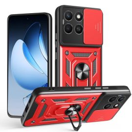 zadný kryt Honor X8c - RING CAMERA Kryt s držiakom pre Honor X8c červený