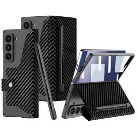 zadný kryt Samsung Galaxy Z Fold7 5G - GKK SYNTHETIC Puzdro so sklom a priehradkou na stylus Samsung Galaxy Z Fold7 5G CARBON BLACK
