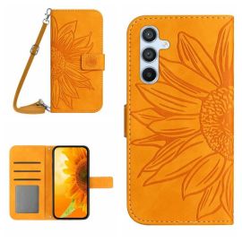peňaženkové / vyklápacie puzdro Samsung Galaxy A17 - ART SUNFLOWER Peňaženkový obal so šnúrkou pre Samsung Galaxy A17 / A17 5G žltý
