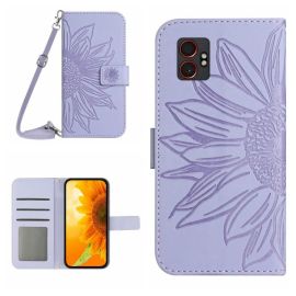 peňaženkové / vyklápacie puzdro Samsung Galaxy Xcover 7 Pro - ART SUNFLOWER Peňaženkový obal so šnúrkou pre Samsung Galaxy Xcover 7 Pro fialový