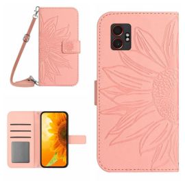 peňaženkové / vyklápacie puzdro Samsung Galaxy Xcover 7 Pro - ART SUNFLOWER Peňaženkový obal so šnúrkou pre Samsung Galaxy Xcover 7 Pro ružový