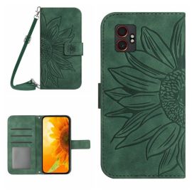 peňaženkové / vyklápacie puzdro Samsung Galaxy Xcover 7 Pro - ART SUNFLOWER Peňaženkový obal so šnúrkou pre Samsung Galaxy Xcover 7 Pro zelený