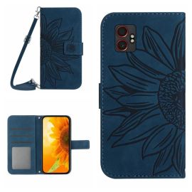 peňaženkové / vyklápacie puzdro Samsung Galaxy Xcover 7 Pro - ART SUNFLOWER Peňaženkový obal so šnúrkou pre Samsung Galaxy Xcover 7 Pro modrý
