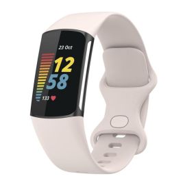 remienok na hodinky Fitbit Charge 5 - SILICONE Vymeniteľný remienok pre Fitbit Charge 6 / Charge 5 MOON WHITE