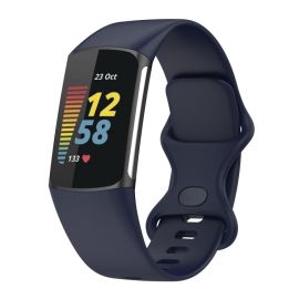 remienok na hodinky Fitbit Charge 5 - SILICONE Vymeniteľný remienok pre Fitbit Charge 6 / Charge 5 tmavomodrý