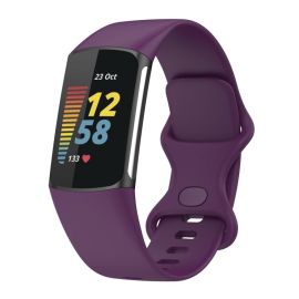 remienok na hodinky Fitbit Charge 5 - SILICONE Vymeniteľný remienok pre Fitbit Charge 6 / Charge 5 tmavofialový