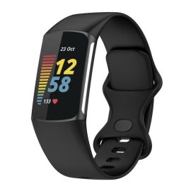 remienok na hodinky Fitbit Charge 5 - SILICONE Vymeniteľný remienok pre Fitbit Charge 6 / Charge 5 čierny