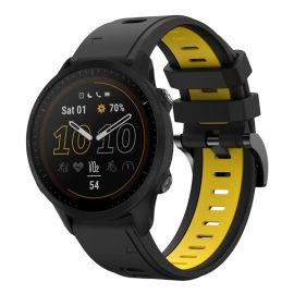 remienok na hodinky Garmin Forerunner 955 - SPORTY Vymeniteľný silikónový remienok Garmin Forerunner 955 BLACK-YELLOW