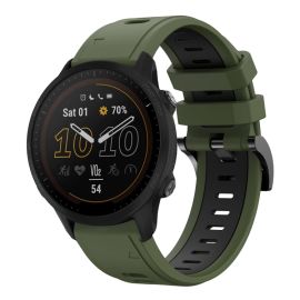remienok na hodinky Garmin Forerunner 955 - SPORTY Vymeniteľný silikónový remienok Garmin Forerunner 955 ARMY GREEN-BLACK