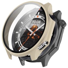 obal na hodinky OnePlus Watch 3 - PC FULL COVER Plastový kryt so sklom pre OnePlus Watch 3 béžový