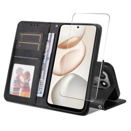 peňaženkové / vyklápacie puzdro Honor X7d - ENKAY PREMIUM SET Peňaženkové puzdro a ochranné sklo Honor 400 Smart 5G / Honor X7d čierne