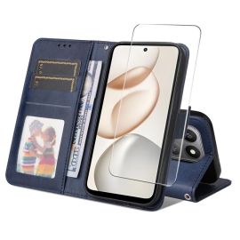 peňaženkové / vyklápacie puzdro Honor X7d - ENKAY PREMIUM SET Peňaženkové puzdro a ochranné sklo Honor 400 Smart 5G / Honor X7d modré