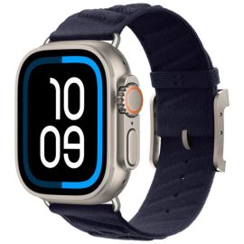 remienok na hodinky Apple Watch 6 / SE / 5 / 4 44mm / 1/2/3 42mm - TWILL BAND Nylonový remienok pre Apple Watch 44 / 45 / 46 / 49mm tmavomodrý
