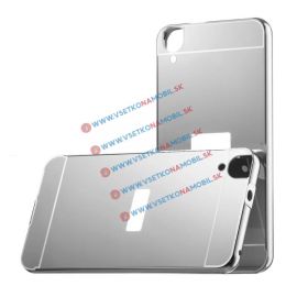 Kryty na mobil - Ochranný zrkadlový obal HTC Desire 820 strieborný