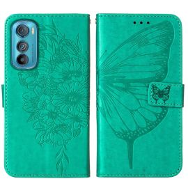 peňaženkové / vyklápacie puzdro Motorola Edge 30 - ART BUTTERFLY Peňaženkový kryt Motorola Edge 30 zelený