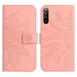 peňaženkové / vyklápacie puzdro Sony Xperia 10 IV 5G - ART SUNFLOWER Peňaženkové puzdro s remienkom Sony Xperia 10 IV 5G ružový