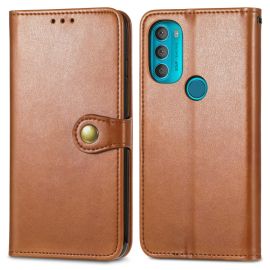 zaklápacie puzdro Motorola Moto G71 5G - LEATHER BUCKLE Peňaženkový obal Motorola Moto G71 5G hnedý