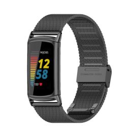 remienok na hodinky Fitbit Charge 5 - MILANESE Kovový remienok pre Fitbit Charge 6 / Charge 5 čierny