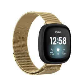 remienok na hodinky Fitbit Versa 4 - MILANESE Kovový remienok pre Fitbit Versa 4 / 3 zlatý