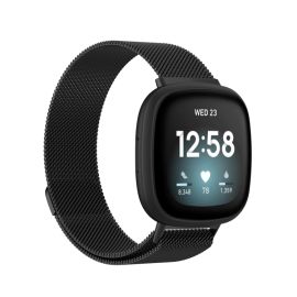 remienok na hodinky Fitbit Versa 4 - MILANESE Kovový remienok pre Fitbit Versa 4 / 3 čierny