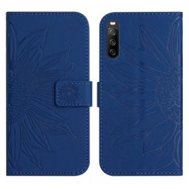 peňaženkové / vyklápacie puzdro Sony Xperia 10 IV 5G - ART SUNFLOWER Peňaženkové puzdro s remienkom Sony Xperia 10 IV 5G modrý