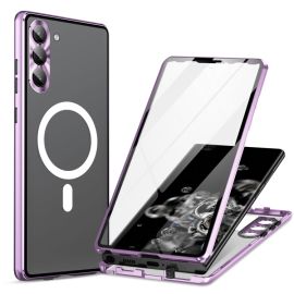 obojstranný kryt Samsung Galaxy S22 Plus 5G - MAGSAFE MAGNETIC Celotelový ochranný kryt Samsung Galaxy S22+ 5G fialový