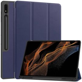 zaklápacie puzdro Samsung Galaxy Tab S9 Ultra - LEATHER Zaklápací obal pre Samsung Galaxy Tab S9 Ultra / Tab S10 Ultra tmavomodrý