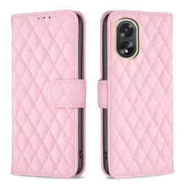 peňaženkové / vyklápacie puzdro Oppo A38 - LATTICE Ochranné puzdro pre Oppo A38 ružové