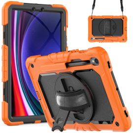 obojstranný kryt Samsung Galaxy Tab S10 Lite - SOLID 360 Odolný obal pre Samsung Galaxy Tab S9 / Tab S9 FE / Tab S10 FE / S10 Lite oranžový