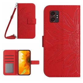 peňaženkové / vyklápacie puzdro Samsung Galaxy Xcover 7 Pro - ART SUNFLOWER Peňaženkový obal so šnúrkou pre Samsung Galaxy Xcover 7 Pro červený